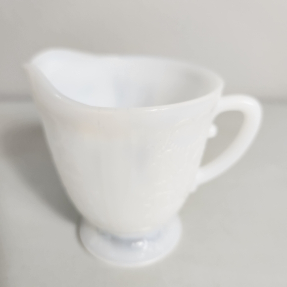 Vintage Macbeth Evans Monax Depression White Milk Glass Cream And Sugar Set - Picture 12 of 13